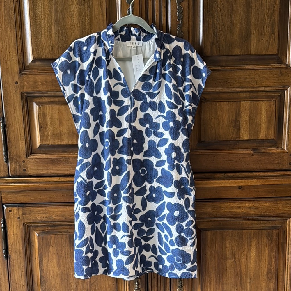 NWT THML Blue Floral Dress - Small